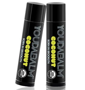 you da balm organic lip balm, coconut flavor – 100% natural lip moisturizer, usda certified – lip balm for dry, cracked lips (2 pack)