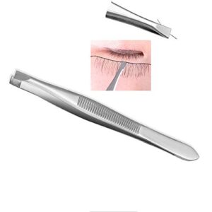 Pack of 24 oblique eyebrow tweezers and flat stainless steel tweezers Precision clipper for eyebrow shaping and facial hair removal