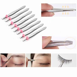 Pack of 24 oblique eyebrow tweezers and flat stainless steel tweezers Precision clipper for eyebrow shaping and facial hair removal