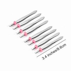 Pack of 24 oblique eyebrow tweezers and flat stainless steel tweezers Precision clipper for eyebrow shaping and facial hair removal