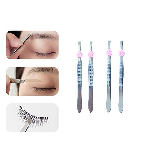 Pack of 24 oblique eyebrow tweezers and flat stainless steel tweezers Precision clipper for eyebrow shaping and facial hair removal