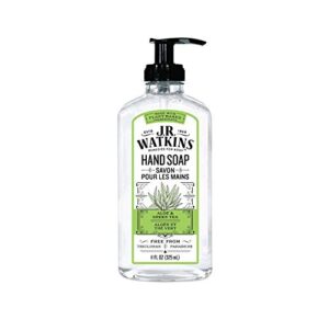 j.r. watkins gel hand soap, scented liquid hand wash for bathroom or?kitchen, usa made and cruelty free, 11 fl oz, aloe & green tea