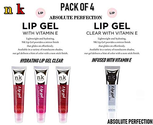 4 Pack Nicka K Lip Gel (CLEAR, STRAWBERRY, CHERRY, BUBBLE GUM)