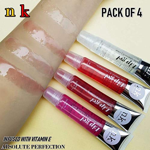 4 Pack Nicka K Lip Gel (CLEAR, STRAWBERRY, CHERRY, BUBBLE GUM)