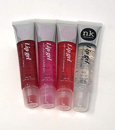 4 Pack Nicka K Lip Gel (CLEAR, STRAWBERRY, CHERRY, BUBBLE GUM)