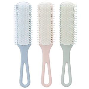3pcs hair brush comb set, hair styling easy detangling different color comfortable handle hair styling tool kit abs material for home hair salon women men kid