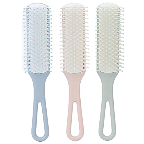 3pcs Hair Brush Comb Set, Hair Styling Easy Detangling Different Color Comfortable Handle Hair Styling Tool Kit ABS Material For Home Hair Salon Women Men Kid