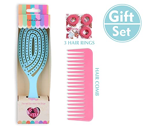 CANDYBRUSH Wet Brush Detangling Hair Brush Large Maze Style Detangler Hair Brush Ultra-Soft Bristles Vented Design For Curly Straight Women Men Kids Toddlers Wet and Dry Hair Blue