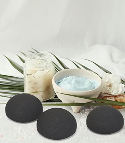 The Beauty Shelf Konjac Sponge (3 Pack) Activated Bamboo Charcoal. Facial Cleansing & Exfoliating Beauty Sponges