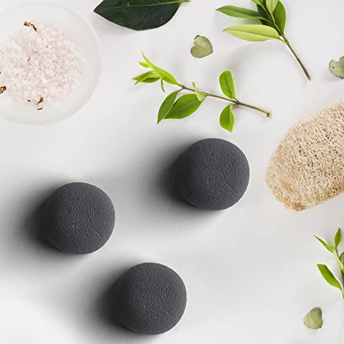 The Beauty Shelf Konjac Sponge (3 Pack) Activated Bamboo Charcoal. Facial Cleansing & Exfoliating Beauty Sponges