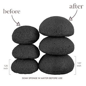 The Beauty Shelf Konjac Sponge (3 Pack) Activated Bamboo Charcoal. Facial Cleansing & Exfoliating Beauty Sponges