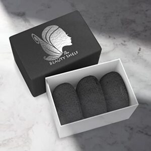 The Beauty Shelf Konjac Sponge (3 Pack) Activated Bamboo Charcoal. Facial Cleansing & Exfoliating Beauty Sponges