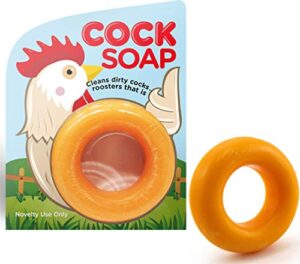 gearsout cock soap – barnyard rooster design – novelty rooster soap – lightly scented – one size fits most men – weener kleener – adult gift prank – willy washer circle soap
