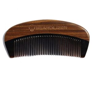 beardilizer beard comb – 100% natural black ox buffalo horn & sandalwood handle