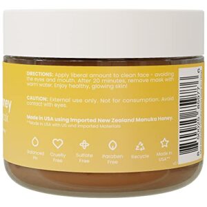 Honeyskin Bentonite Clay Face Mask with Manuka Honey - Gentle Face Exfoliator - Hydrating Facial Mask for Acne Prone and Dry Skin - Face Mask Skin Care w/ Pore Minimizer and Deep Cleanser (3oz)