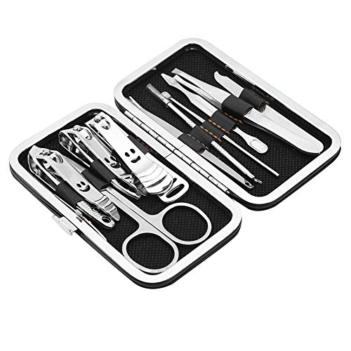 Nail Clipper Set, Manicure Pedicure Tools, 10 pcs Stainless Steel Nail Clipper Set Personal Care Beauty Kit for Men and Women with Portable Travel Case