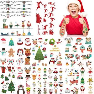 Temporary Tattoo for Kids Adults, 228 PCS Christmas Waterproof Body Stickers, Face Fake Tattoos Kit, Cute Tattoo Decorations, Birthday Party Favor Supplies Decor for Boys Girls Children Xmas Holiday