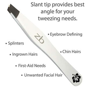 Zizzili Basics Tweezers - Special Edition Aloha Slant Tip Tweezer - Best Tweezers for Eyebrow, Facial Hair Removal and Your Precision Needs