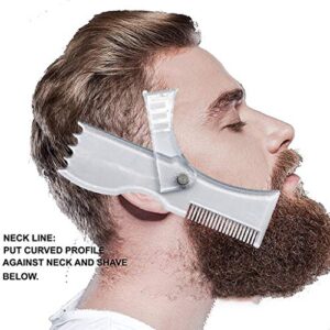 Beard All-In-1 Men Comb Beard Template Shape Adjustable Styling Stencil Rotating Beauty Tools Wet Dry Hair Brush Kids (Transparent, One Size)