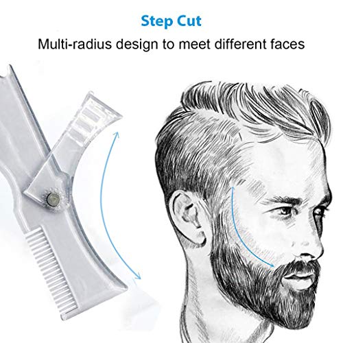 Beard All-In-1 Men Comb Beard Template Shape Adjustable Styling Stencil Rotating Beauty Tools Wet Dry Hair Brush Kids (Transparent, One Size)