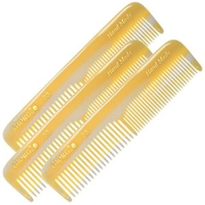 giorgio g33 double tooth small hair pocket comb, fine/wide tooth comb for hair, beard and mustache, coarse/fine hair styling grooming comb for men, women and kids. saw cut handmade and polished
