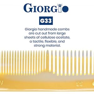 Giorgio G33 Double Tooth Small Hair Pocket Comb, Fine/Wide Tooth Comb For Hair, Beard and Mustache, Coarse/Fine Hair Styling Grooming Comb for Men, Women and Kids. Saw Cut Handmade and Polished