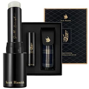 scott hamish courage lip balm & case gift set – pure cowhide leather chapstick holder with hydrating lip balm for dry cracked lips – flavored lip balm & lip balm holder gift set for men