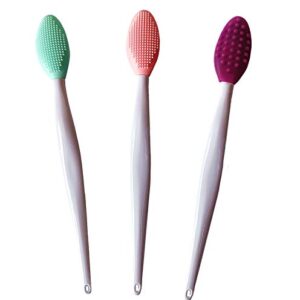 3 PCS Lip Scrub Brush, Double-Sided Silicone Exfoliating Lip Brush, Exfoliating Brush for Men Women Lip Brush Mini Exfoliating Lip Brush lip lightening for dark lips