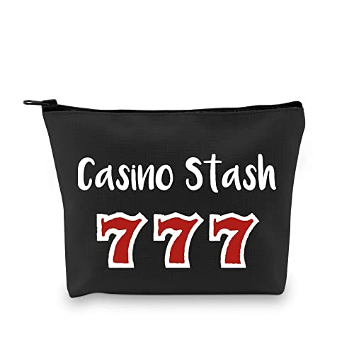 G2TUP Casino Gambling Makeup Bag Casino Stash Accessory Pouch Lucky Sevens Zipper Bag for Gambler (Casino Stash Black makeup bag)