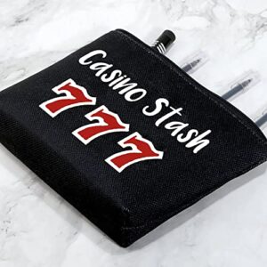 G2TUP Casino Gambling Makeup Bag Casino Stash Accessory Pouch Lucky Sevens Zipper Bag for Gambler (Casino Stash Black makeup bag)