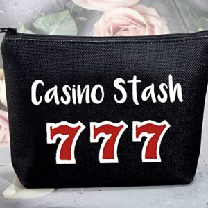 G2TUP Casino Gambling Makeup Bag Casino Stash Accessory Pouch Lucky Sevens Zipper Bag for Gambler (Casino Stash Black makeup bag)