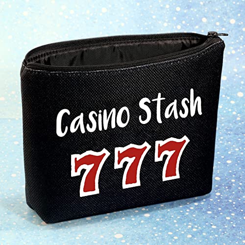 G2TUP Casino Gambling Makeup Bag Casino Stash Accessory Pouch Lucky Sevens Zipper Bag for Gambler (Casino Stash Black makeup bag)