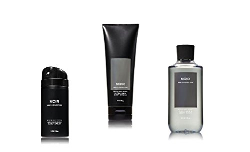 Bath and Body Works Noir Men's Collection 3 Piece Set Includes 3.7 oz Deodorizing Body Spray, 8 oz Ultra Shea Body Cream, 10 oz 2-IN-1 Hair & Body Wash