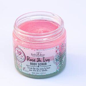 Bella & Bear Rose & Ivy Body Scrub, Oil Free, Cruelty-Free, Vegan Body Exfoliator and Polish for Women, Bulk 6.7oz - 12 Pack