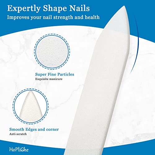 HoPliGhe Crystal Glass Nail File, Double Sided Nail Art Files for Natural Nails and Acrylic Nails Professional Manicue Tools and Supplies for Nail Care, Whashable Lifetime Nail Filer