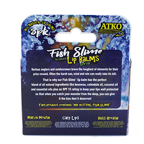 Atko Fish Slime Lip Balm-All Natural 3 Flavors-Carp Lips(unflavored), Bass Breath(Peppermint), Marlin Mouth(Citrus) (Fish Slime 3 Pack)