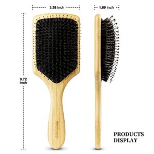 Mens Hair Brush, Hair Brushes for Women, Paddle Brush, Boar Bristle Hair Brush for Wet Dry Hair Smoothing Massaging Detangling, Everyday Brush Enhance Shine