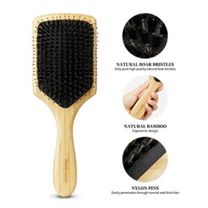 Mens Hair Brush, Hair Brushes for Women, Paddle Brush, Boar Bristle Hair Brush for Wet Dry Hair Smoothing Massaging Detangling, Everyday Brush Enhance Shine