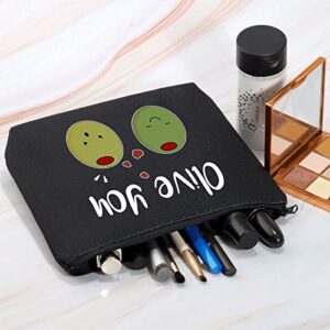 VAMSII Olive You Makeup Bag Funny Olive Gift I Love You Gifts Olive Lovers Gifts Anniversary Romantic Gifts Olive Pun Gifts (Black)