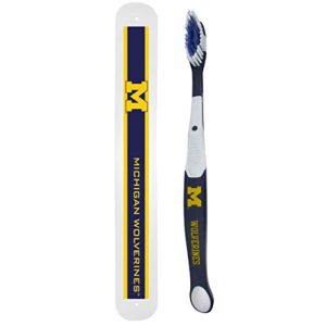 siskiyou sports ncaa michigan wolverines unisex travel set toothbrush and travel case, white, one size