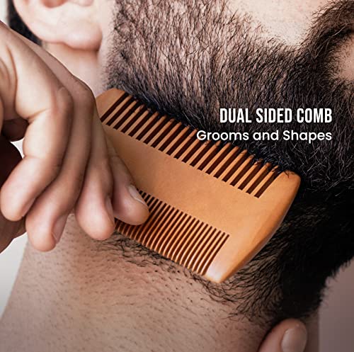 Beard Kit Brush Comb Scissors with Storage Bag Beard Growth Care Gifts for Men(Beard Brush Set)