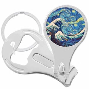 the great wave starry night nail clippers plus bottle opener keychain