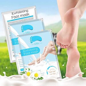 Foot Peel Mask-3 Pack,Foot Exfoliating Set With Milk Serum,Baby Foot Peeling-Cracked Feet Treatment,Dead Skin Heel Scraper For Feet,Disposabel Feet Spa Socks,Intensly Moisturizes Repair and Softens The Feet