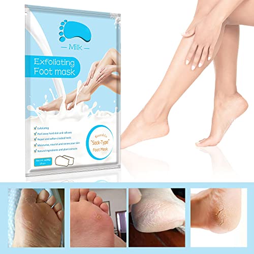 Foot Peel Mask-3 Pack,Foot Exfoliating Set With Milk Serum,Baby Foot Peeling-Cracked Feet Treatment,Dead Skin Heel Scraper For Feet,Disposabel Feet Spa Socks,Intensly Moisturizes Repair and Softens The Feet