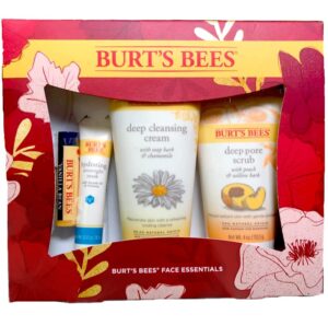 burt’s bees face essentials 4pc. fall gift set – deep cleansing cream, deep pore scrub, hydrating overnight mask & vanilla bean lip balm