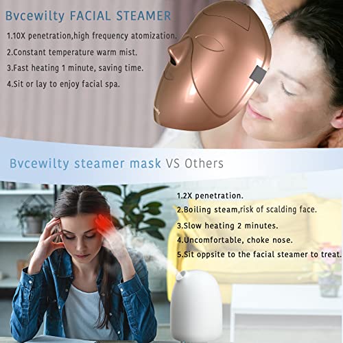 Facial Steamer Bvcewilty Face Steamer for Facial Deep Cleaning, Nano Ionic Facial Spa for Moisturizing Hydration Warm Mist Machine Pore Cleaner