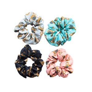 happie hare scrunchies – cotton rounds elastic hair bands – scrunchy hair ties – girls hair accessories – gifts for women (4 pack, fenchie scrunchie)