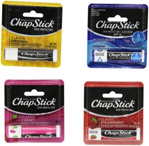 chap stick lip balm variety pack assorted flavors original, strawberry, moisturizer, cherry (pack of 13)