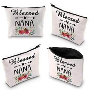 TOBGBE Nana Gift Blessed Grandma Makeup Zipper Pouch Bag Nana Birthday Gift Grandma Travel Case from Grandchildren Mother's Day Gift (Blessed nana)