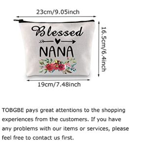 TOBGBE Nana Gift Blessed Grandma Makeup Zipper Pouch Bag Nana Birthday Gift Grandma Travel Case from Grandchildren Mother's Day Gift (Blessed nana)